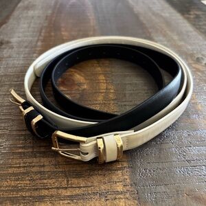 NWOT JASGOOD 2 Pack Women Leather Belts For Jeans Dress Pants Trendy Gold Buckle